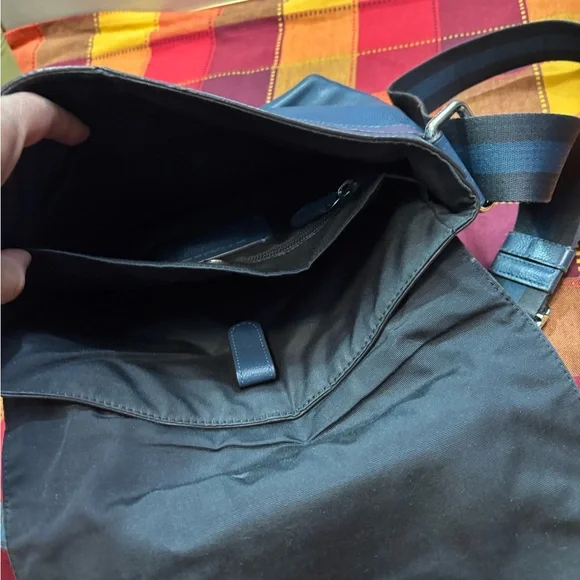 Coach Blue Leather Charles Messenger Bag - Picture 10 of 13